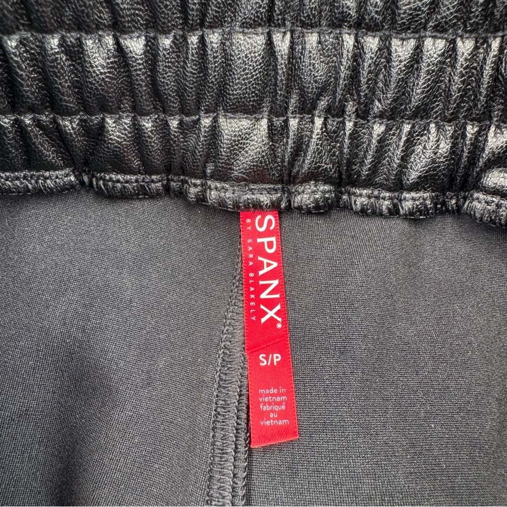 Spanx Leather Like Joggers Black S Tummy Control Pull On Pants - Picture 2 of 16